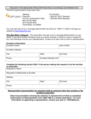 Medicare Prescription Drug Coverage Determination Form
