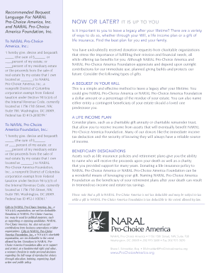 NARAL Pro-Choice America Legacy Donation Form