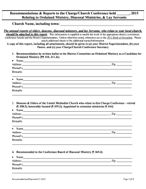 United Methodist Church Annual Report Form