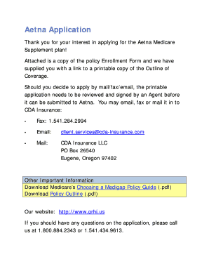 Aetna Medicare Supplement Insurance Application