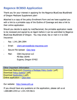 Oregon Medicare Supplement Application