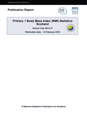 Publication Report Primary 1 Body Mass Index BMI - isdscotland