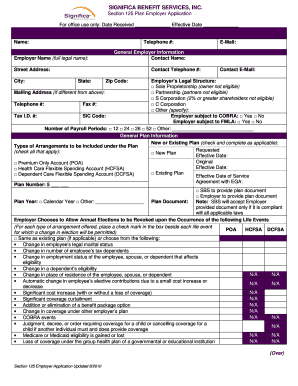 Section 125 Plan Employer Application