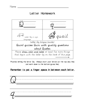 Kindergarten Letter Qq Worksheet