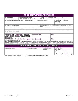 Group Dental Claim Form