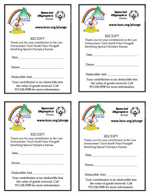 Law Enforcement Torch Run Polar Plunge Donation Receipt