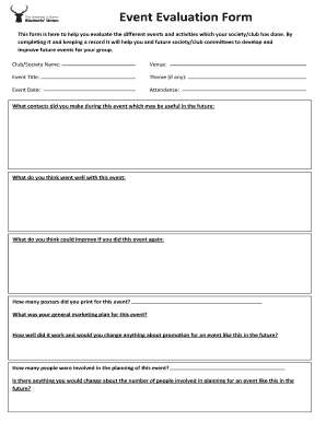 Event Evaluation Form - University of Surrey Students Union