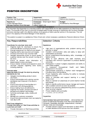 Volunteer Day Supervisor Position Description