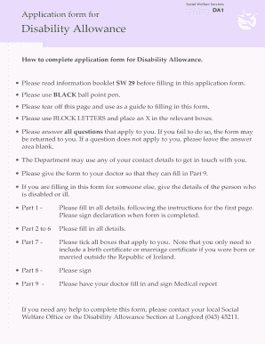 Disability Allowance Application Form
