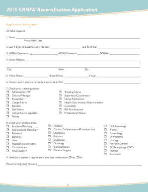 2015 CRNFA Recertification Application