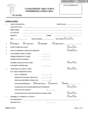 Condominium Association Supplemental Application