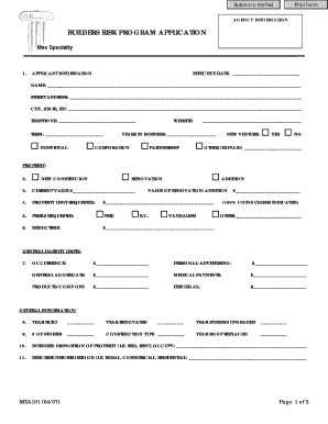 Builders Risk Program Application
