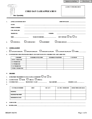 Child Day Care Application Form