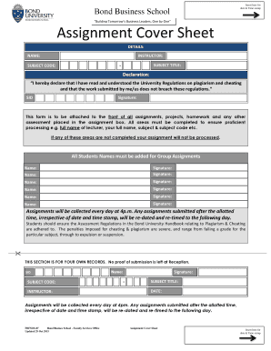 Bond Business School Assignment Cover Sheet