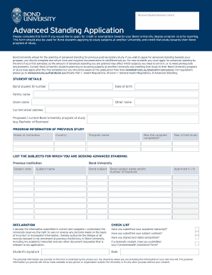 Advanced Standing Application