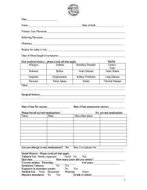 Patient Medical History Form