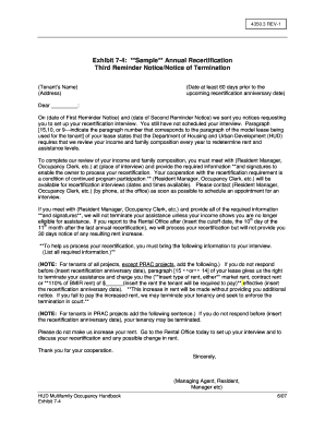 HUD Tenant Annual Recertification Notice