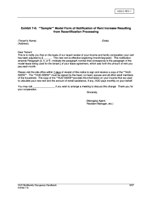 HUD Rent Increase Notification Form