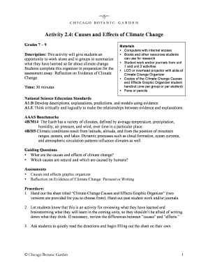 Climate Change Causes and Effects Graphic Organizer