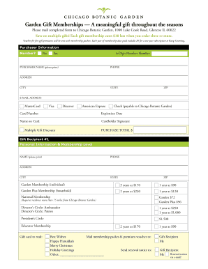 Chicago Botanic Garden Membership Application