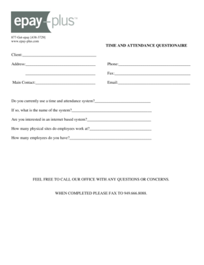 Time and Attendance Questionnaire