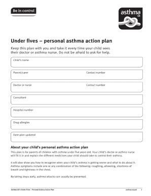 Asthma Action Plan for Children Under Five