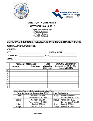 MUNICIPAL STUDENT DELEGATE PRE-REGISTRATION FORM - WEAO - weao