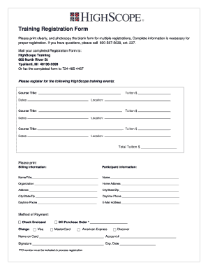 HighScope Training Registration Form