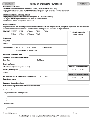 Adding an Employee to Payroll Form