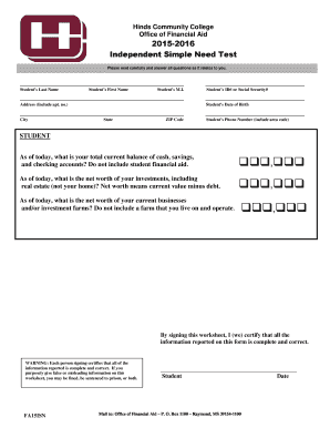 Independent Simple Need Test Form