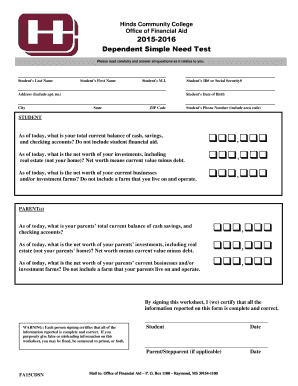Dependent Simple Need Test Form