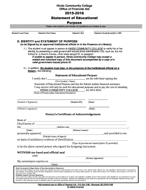 Hinds Community College Statement of Educational Purpose