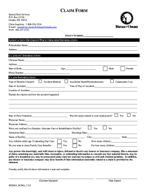 Special Risk Services Claim Form