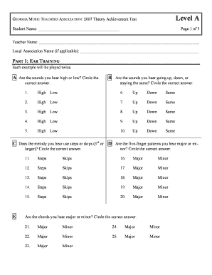 Georgia Music Theory Achievement Test Level A
