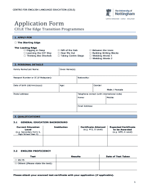 Application Form - University of Nottingham Malaysia Campus