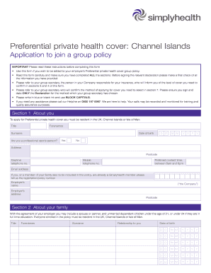 Preferential Private Health Cover Application