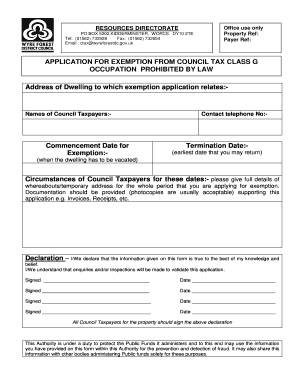 UK Council Tax Exemption Application