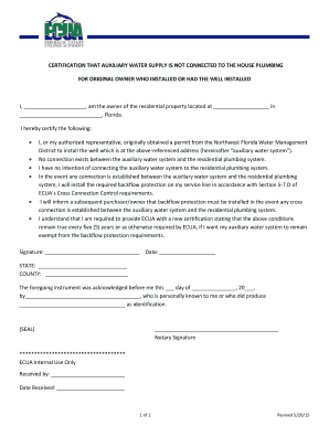 Florida Auxiliary Water System Certification