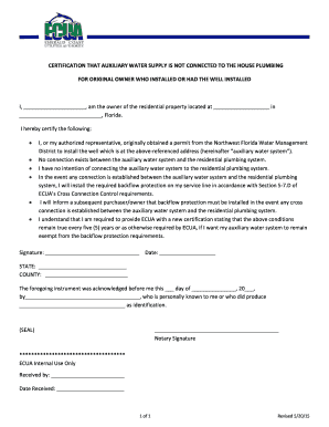 Florida Auxiliary Water System Certification