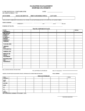 UMCP Employee Travel Expense Statement