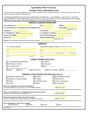 Foreign Visitor Information Form