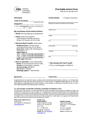 Charitable Intent Form