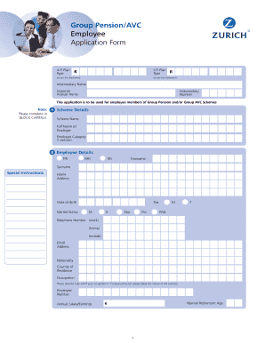 Group Pension AVC Employee Application Form