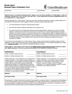 Rhode Island Small Employer Renewal Verification Form