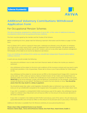 Additional Voluntary Contributions Withdrawal Form