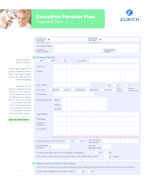 Executive Pension Plan Application Form