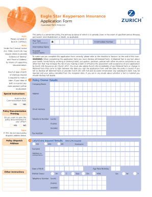 Eagle Star Keyperson Insurance Application Form
