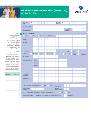 Dual-Save Retirement Plan Executive Application Form