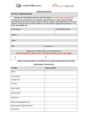 Broker Authorisation Form