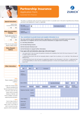 Partnership Insurance Application Form